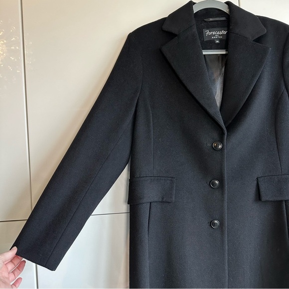 Forecaster of Boston Wool Long Coat Black 3 Button Dressy Formal Size 14 Warm - Picture 2 of 9